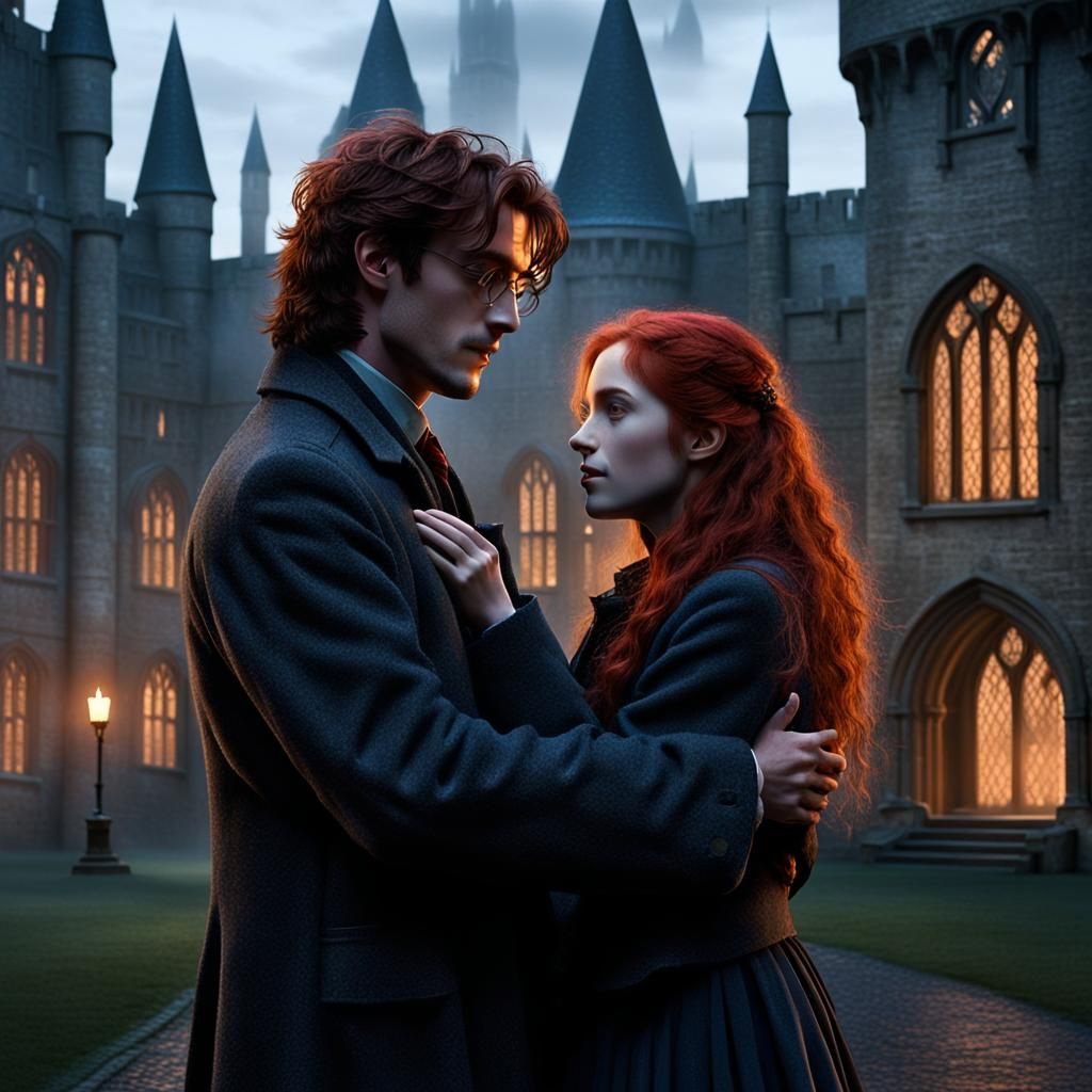 Lily and James Potter Embrace at Hogwarts