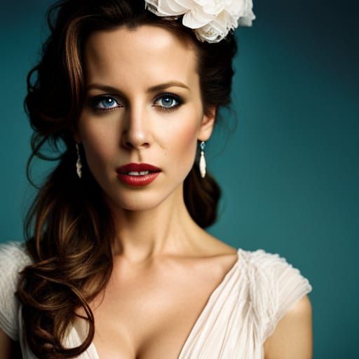 Steampunk Portrait of Woman with Red Victorian Gown