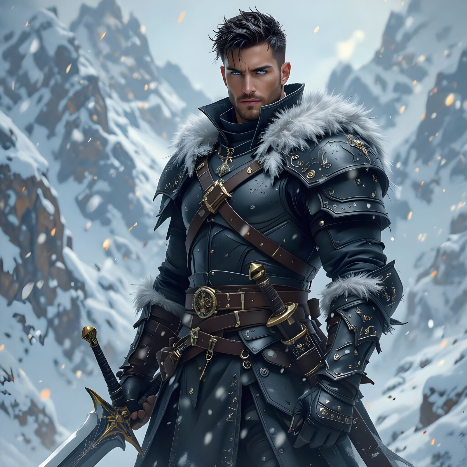 Fierce Warrior in Blizzard, Artstation Style