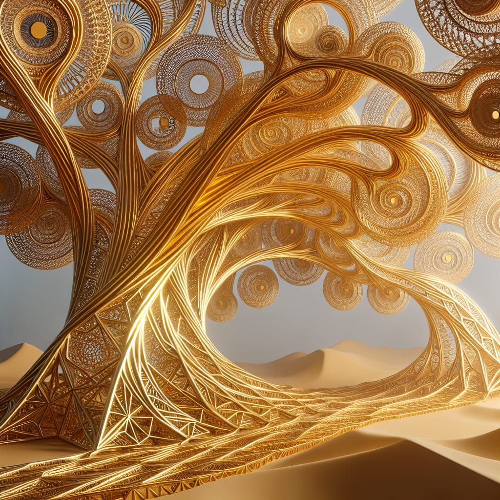 Golden Spiral Tree Arch in Elegant Mathematical Design