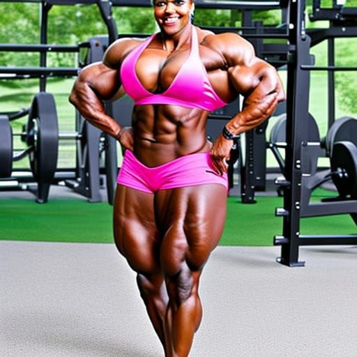 Muscular Female Bodybuilder with Gigantic Physique