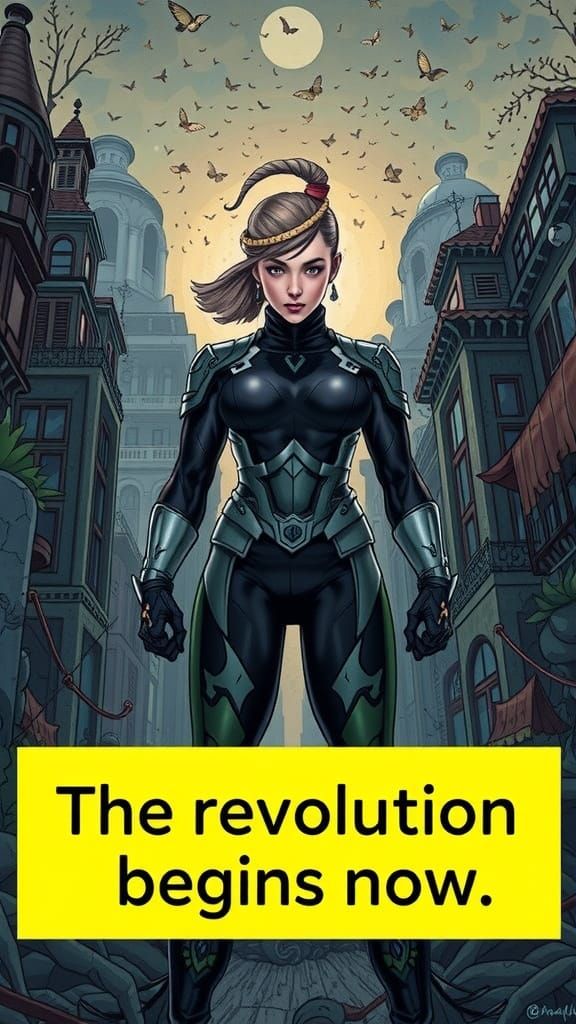 Woman in Floral Dress in Serene Landscape