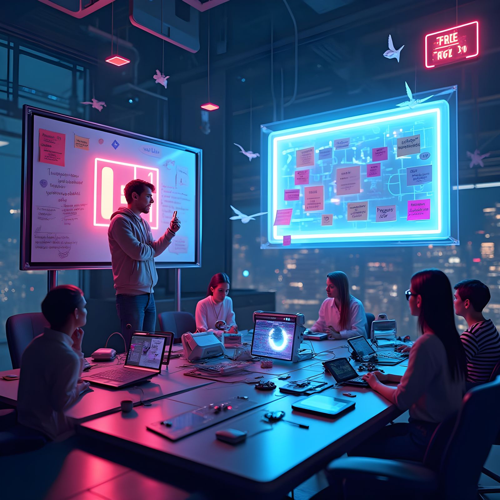 Cyberpunk Digital Branding Workshop in Holographic Space