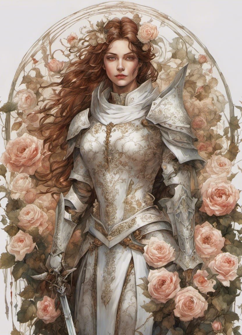Ivory Rose Knight in Petal Armor