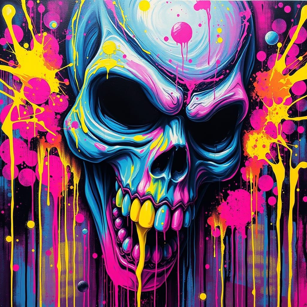 Fluorescent Graffiti Art in Polychromatic Style