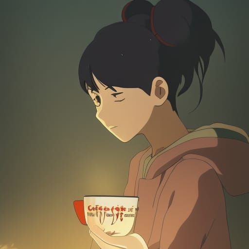 Coffee in Studio Ghibli Anime Style