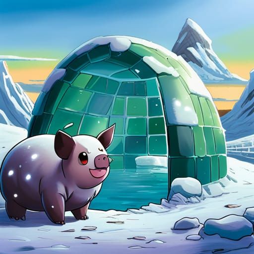 Ice Pig Pokémon: Digital Art Illustration