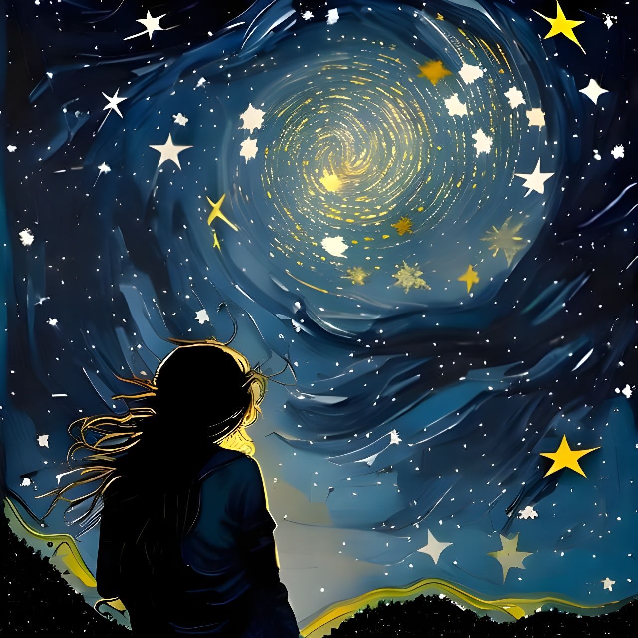 Dramatic Starry Night Sky Painting