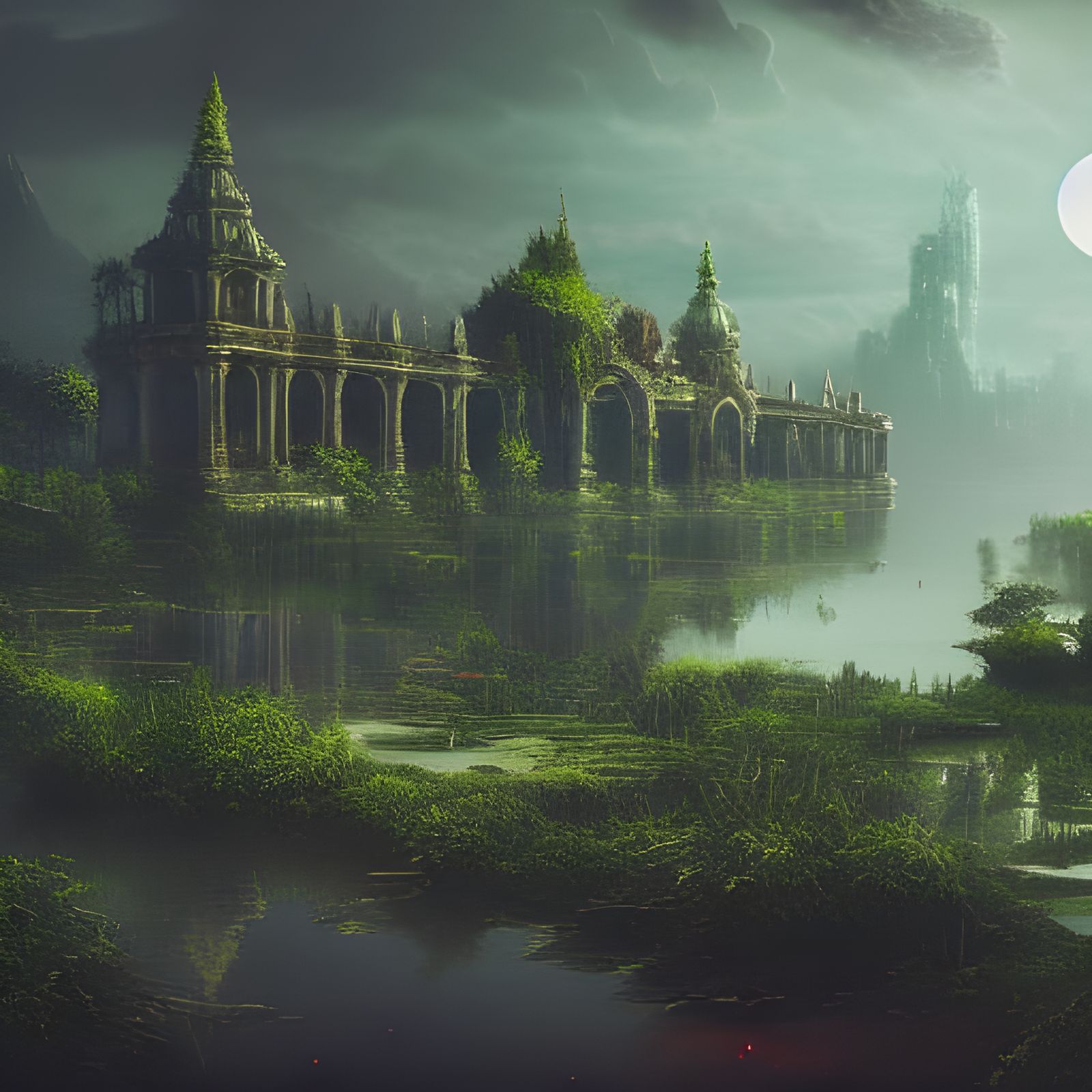 Glowing Plants Reclaim a Ruined City