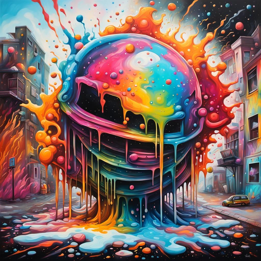 Colorful Graffiti Street Art with Splash Effects