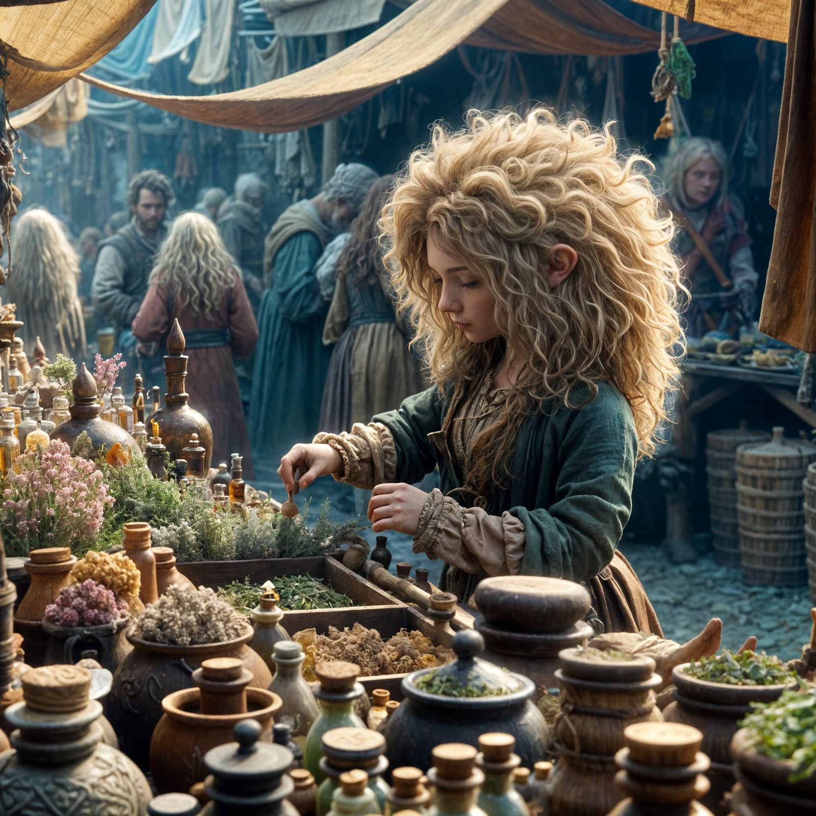 Fantasy Marketplace Stall in Vivid Detail