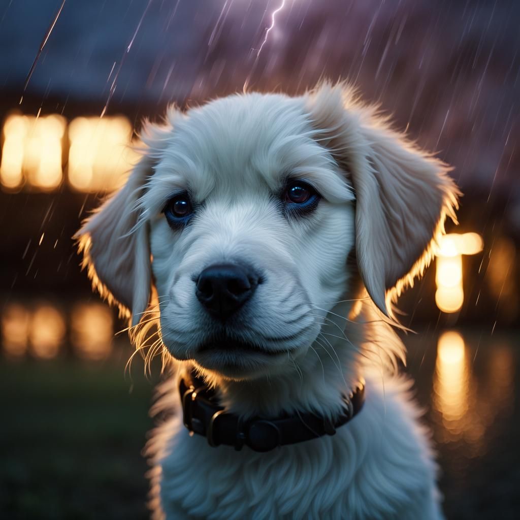 Ethereal Puppy Captured in a Glimpse of Northern Lights