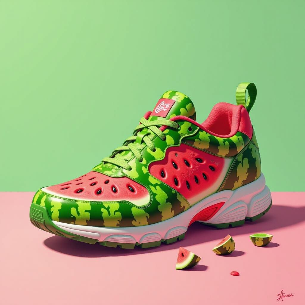 Whimsical Watermelon Shoe Still Life
