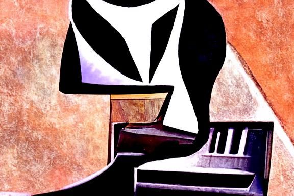 Abstract Cubist Woman at Piano