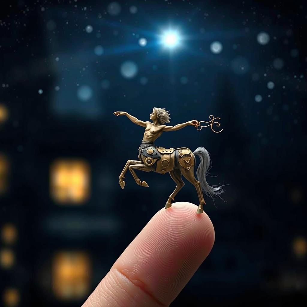 Steampunk Centaur Dances on a Fingertip