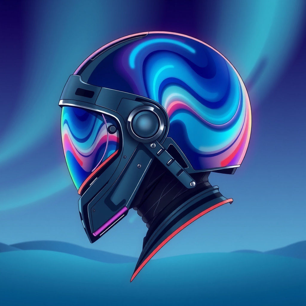 Dreamweaver Helmet Profile with Aurora Pattern