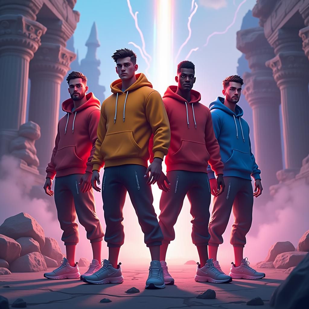 Heroic Fortnite Characters in Mystical Landscape