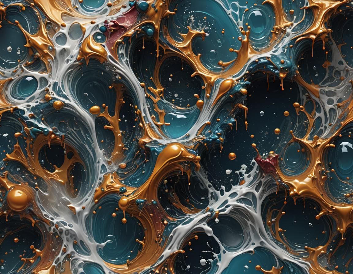 Abstract Water Splash Liquid Wallpaper in Deep Color
