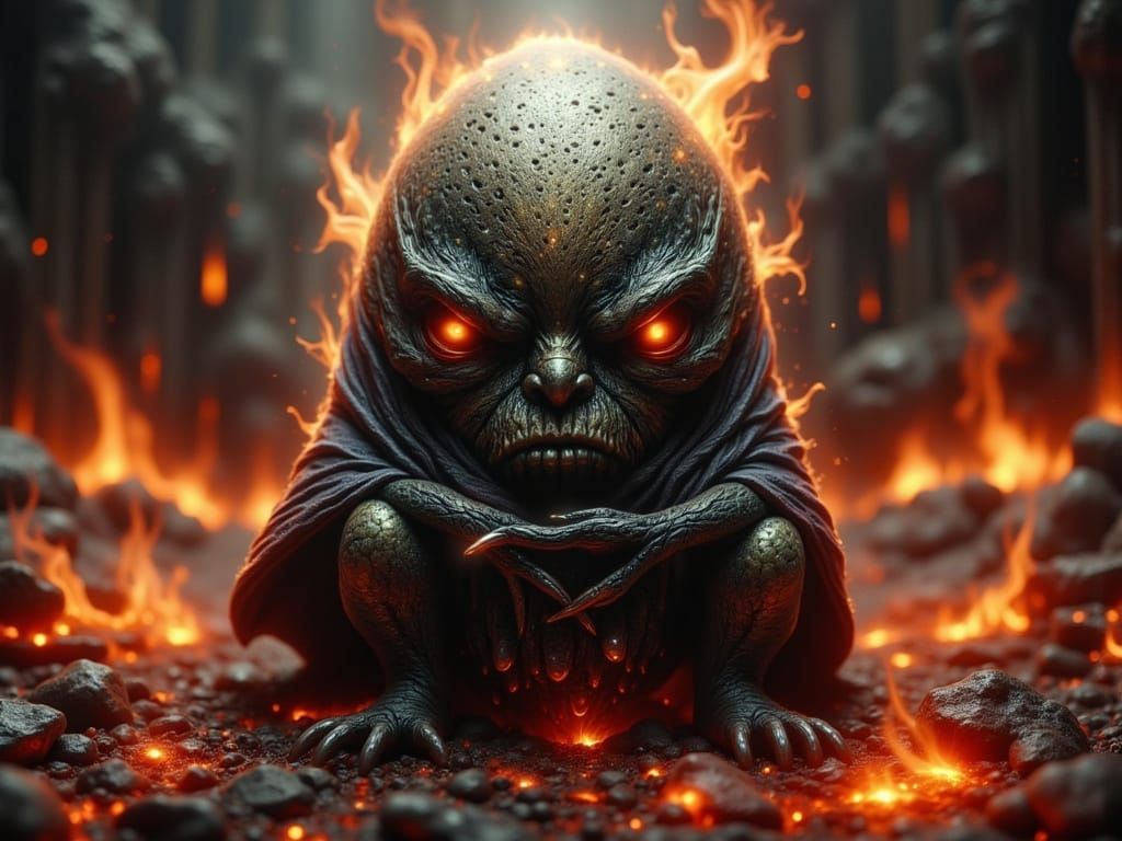 Humpty Dumpty as a Lava Villain: Hyper Photorealism