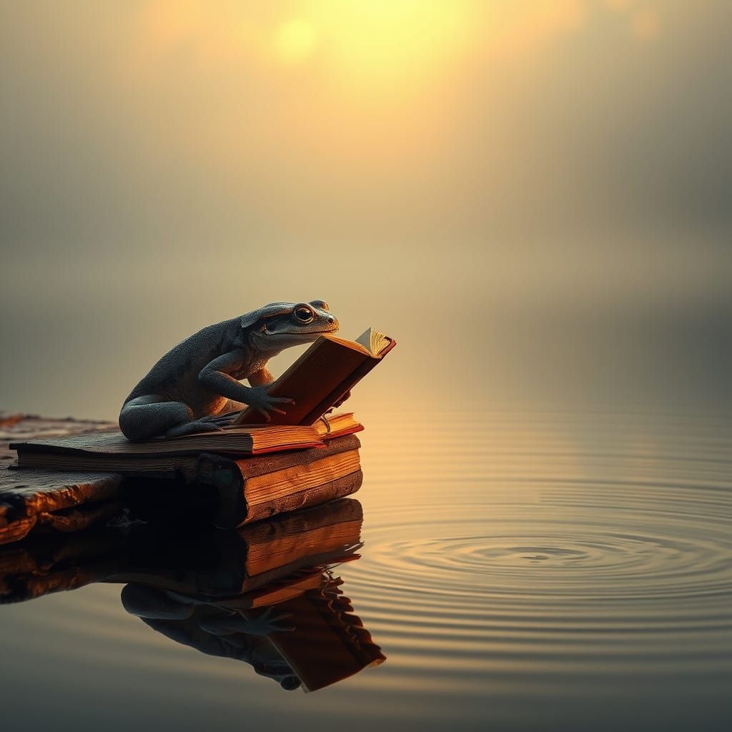 Newt Reads by Dawn's Lake