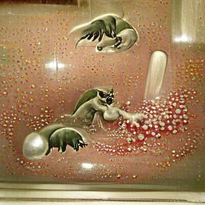 Art Deco Raccoons Battle for Jellybean