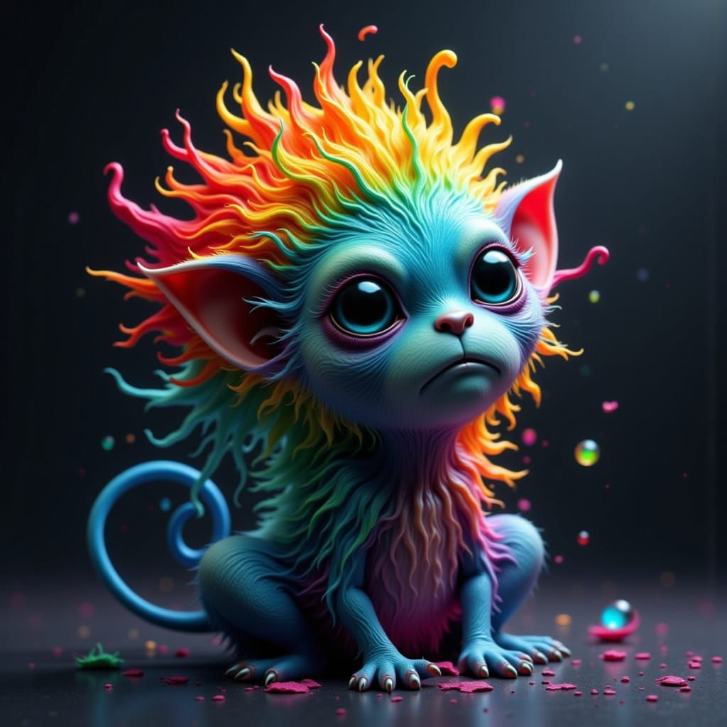 CGI Cartoon of Sulky Baby Monster in Time Out