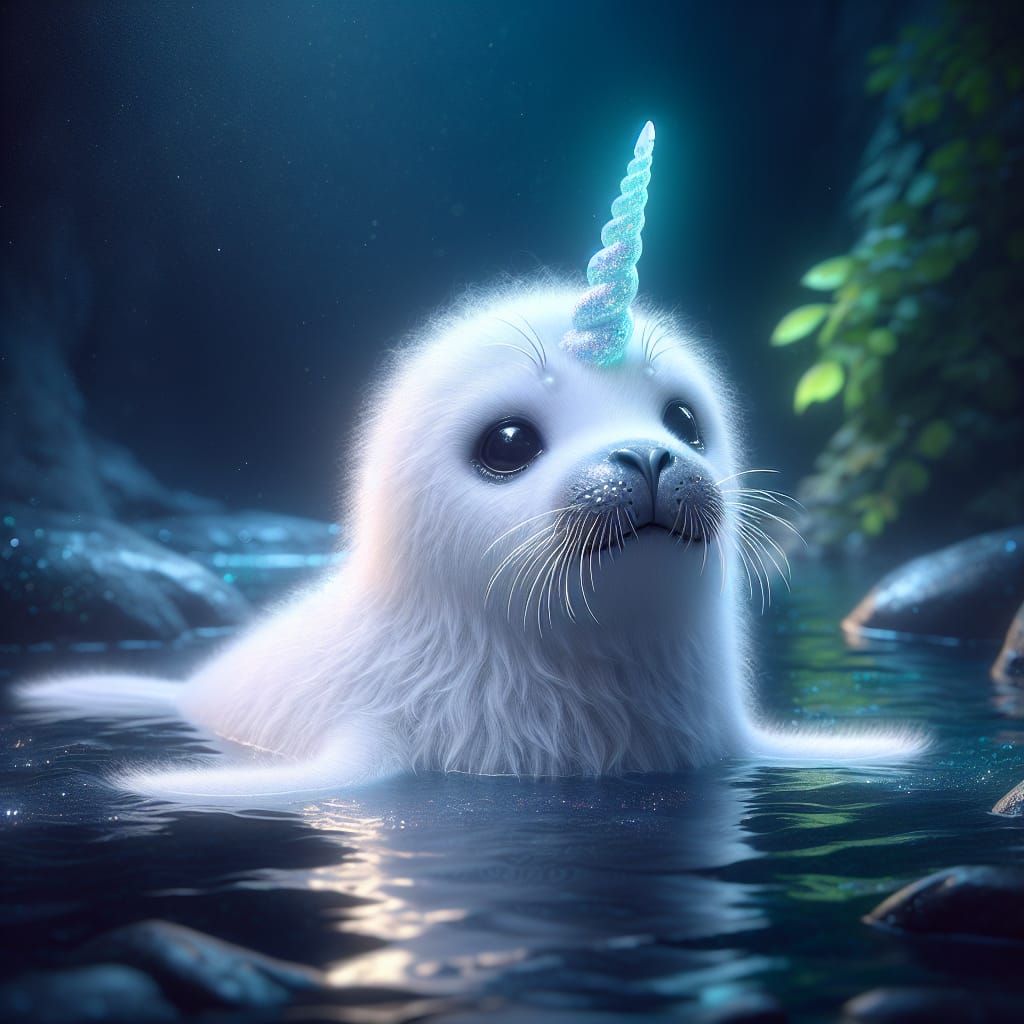 Mystical Seal in a Glowing, Ethereal Landscape