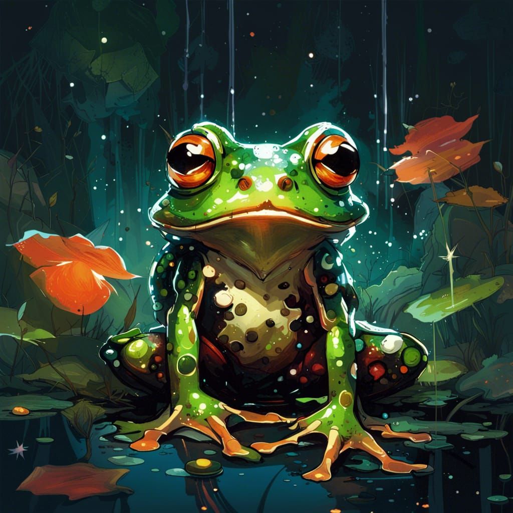 Constellation Frog with Glowing Eyes in Space