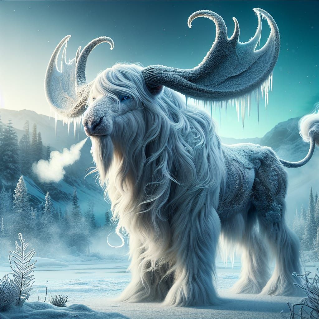 Hyperrealistic Moose Buffalo Deer Hybrid Creature