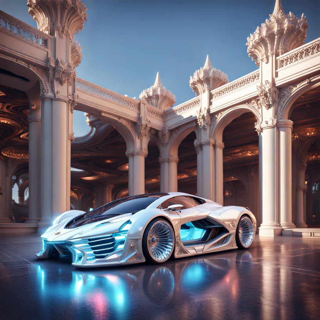 Iced-Out Billionaire's Car in Sci-Fi 3D