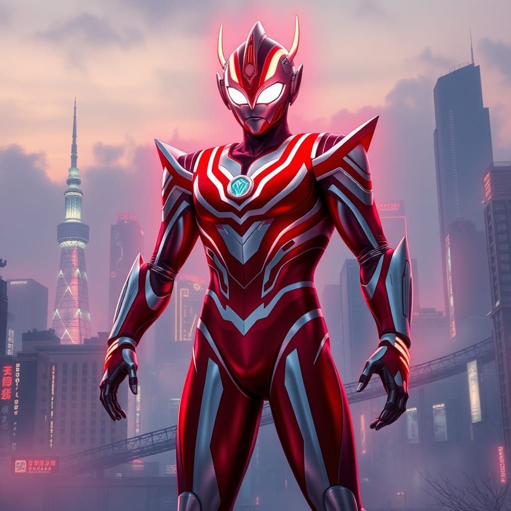 Ultraman in Neon Tokyo: Anime-Inspired Heroism