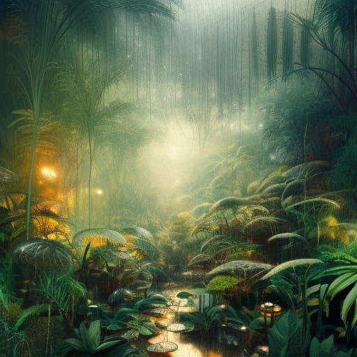 Miniature Rainforest Inside Snail Shell, Digital Art