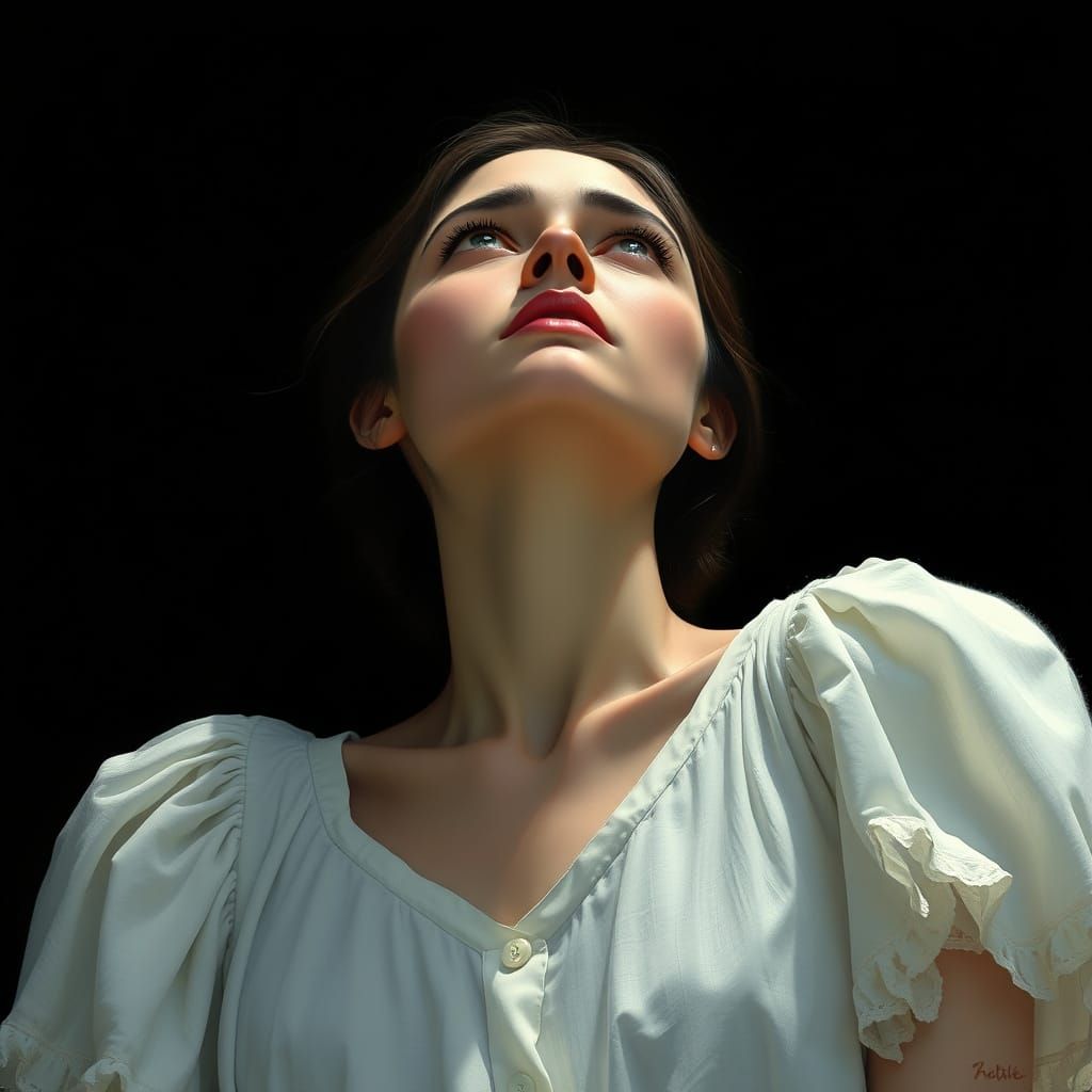 Ethereal Woman Contemplating the Unknown