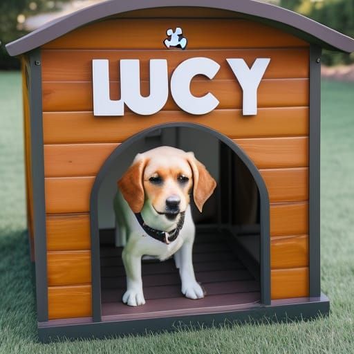 Dog House with Lucy, Expressionist Impasto Oil Painting