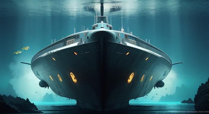 Underwater Submarine Concept Art in Neon Colors