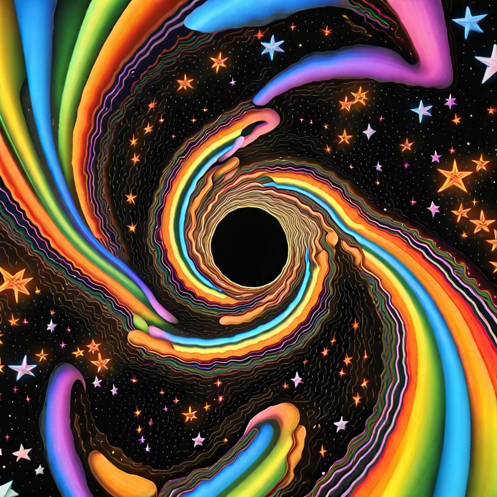 Supermassive Black Hole Sucking Rainbow Vortex in 3D