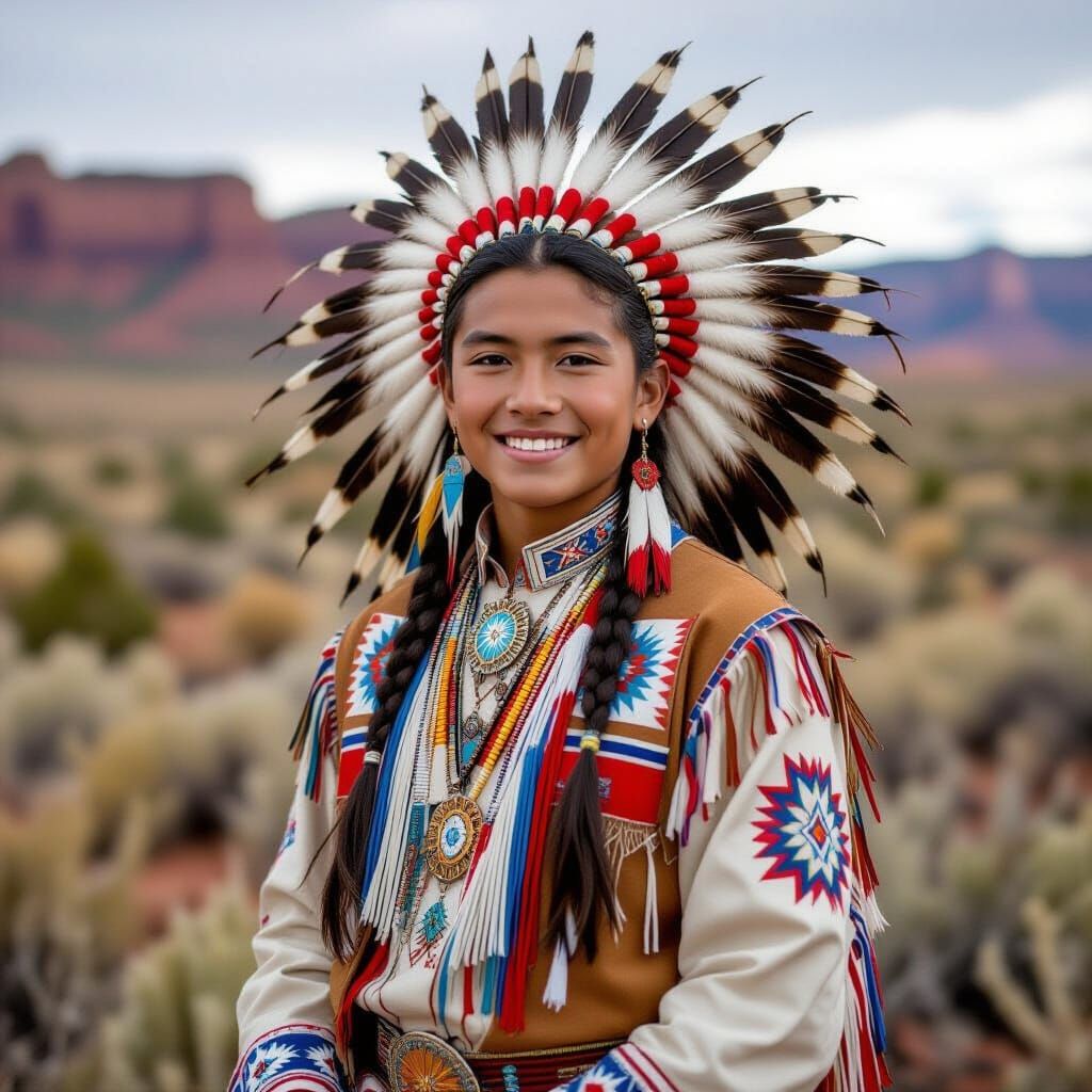 Navajo Two-Spirit Youth in Traditional Attire