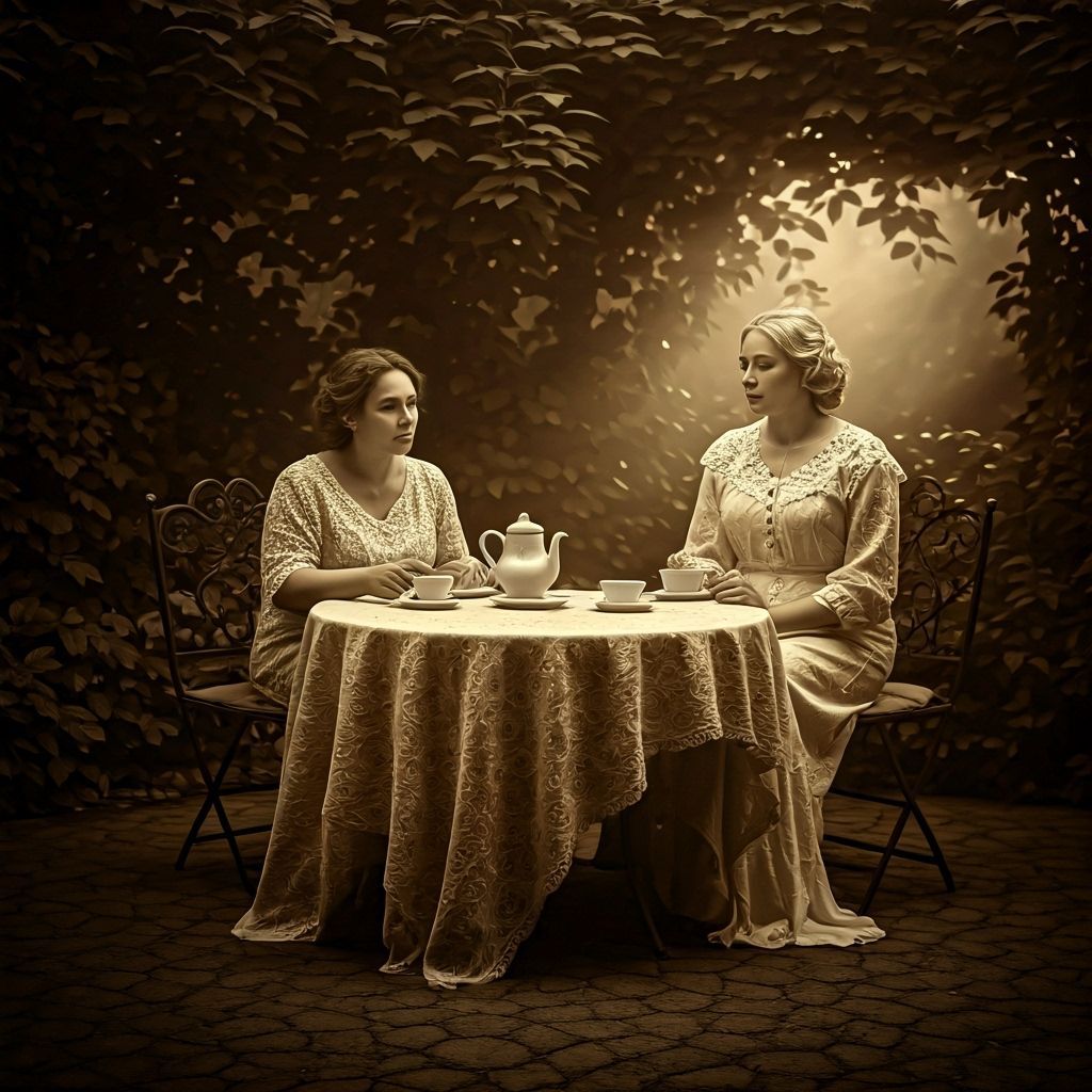 Vintage Merchant Family in Garden: Macro Photography