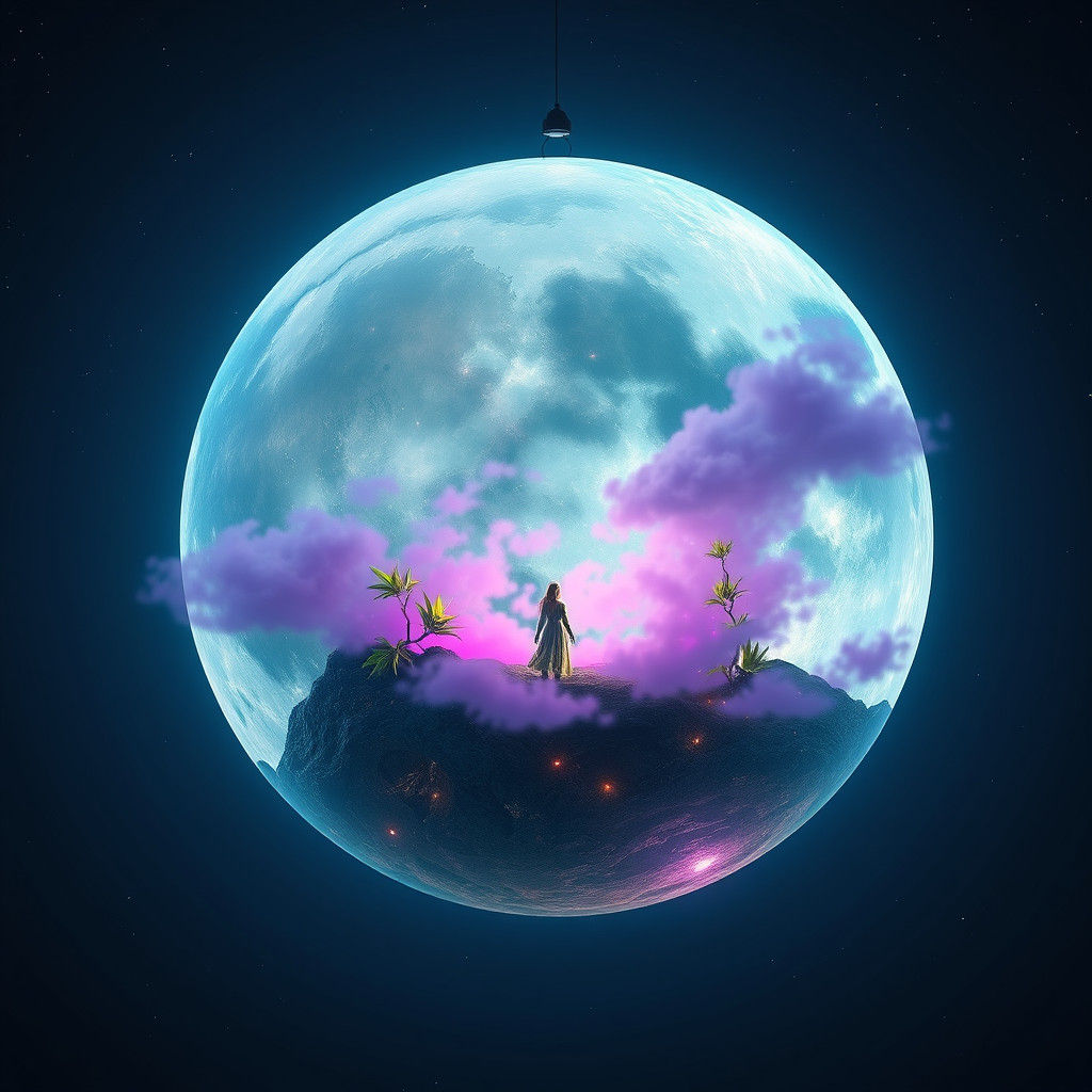 Iridescent Moon World: A Digital Art Dream
