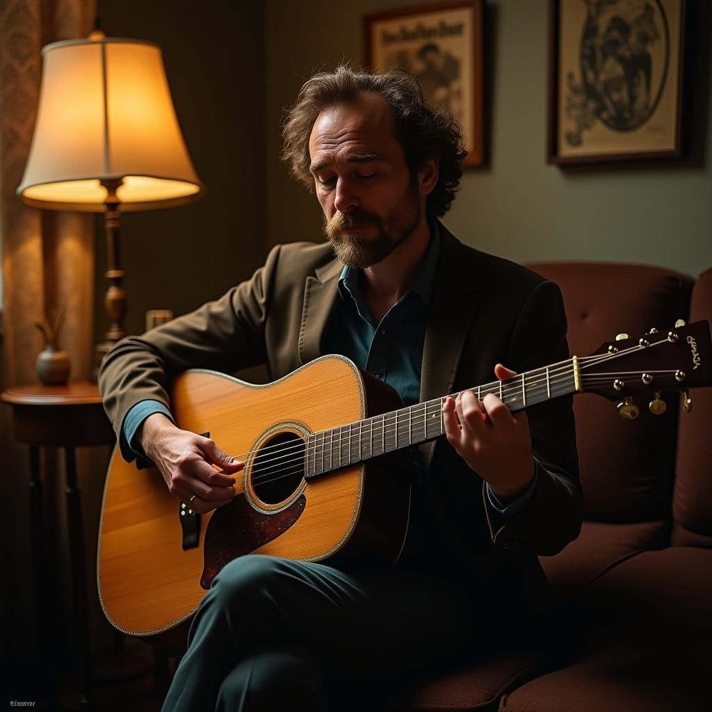 Warmth of Intimate Moments in a Vintage Musician's Sanctuary