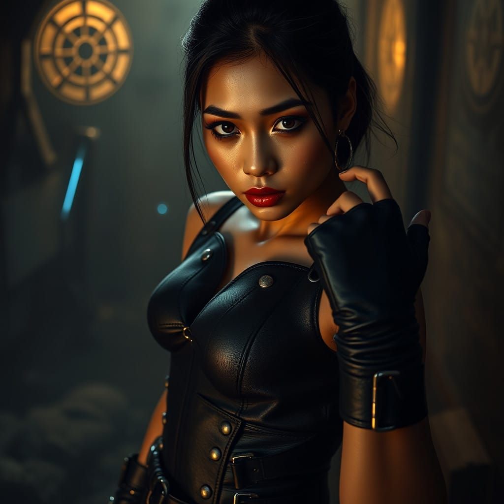 Mysterious, Hyperrealistic Portrait of a Young Vietnamese Wo...