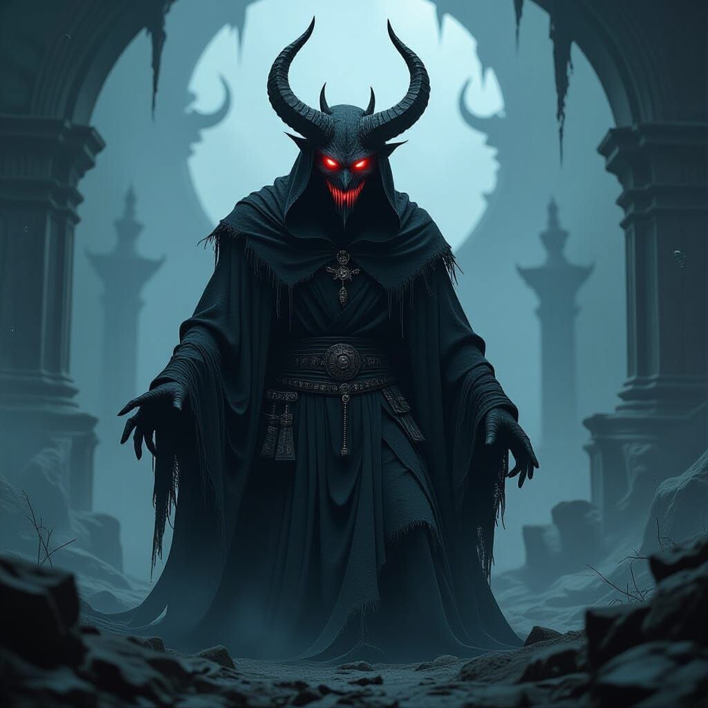 Terrifying Demon Monster in Dark Mystical Realm