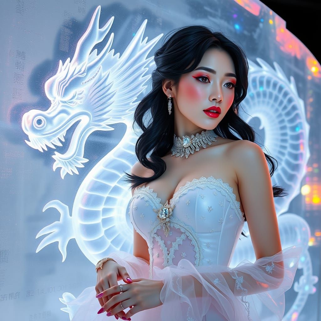 Ethereal Asian Beauty in Icy Splendor