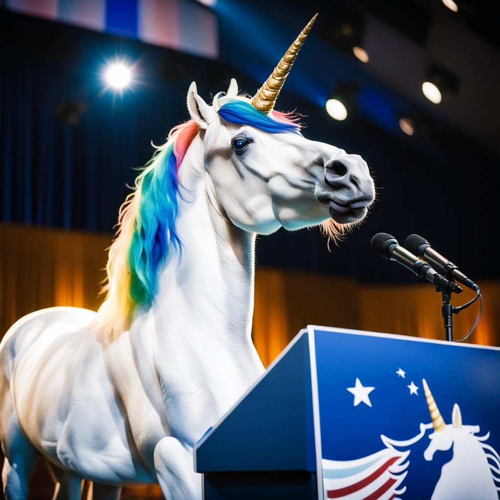 Unicorn at Presidential Debate: Professional Photography