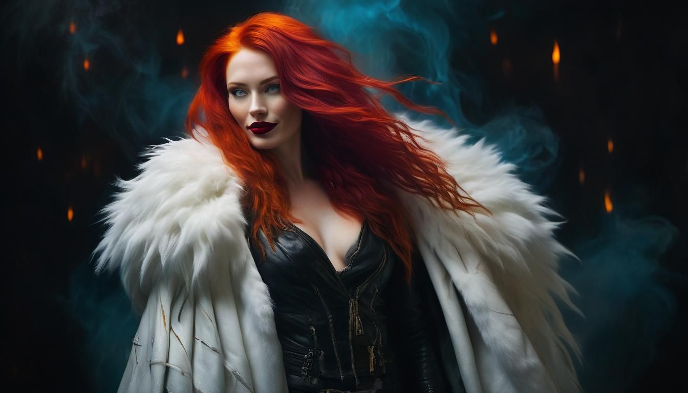 Mystical Woman with Red Hair in Surrealist Style