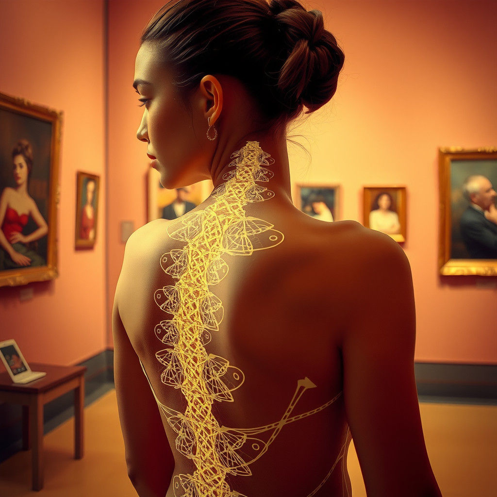 Surreal Woman in Mirrored Gallery, Fractal Art