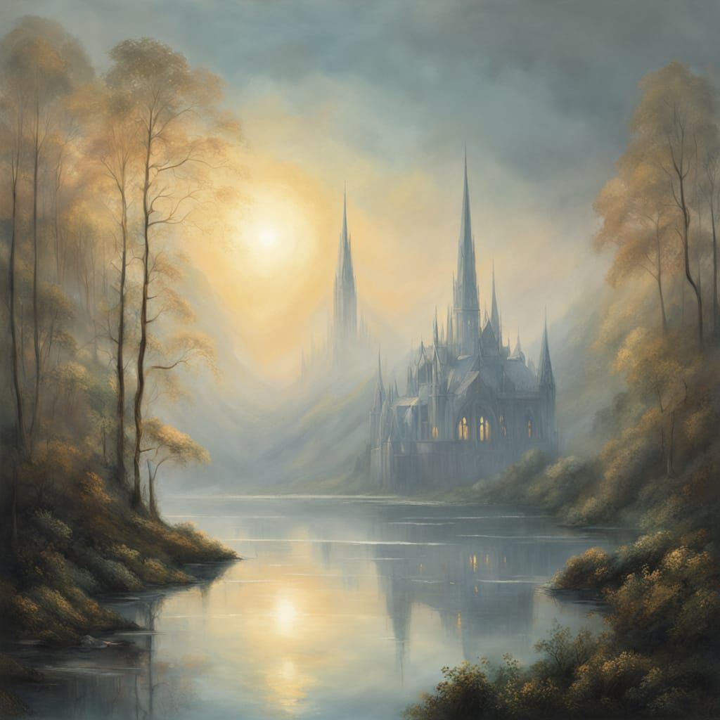 Ethereal Solarpunk Cityscape at Dawn