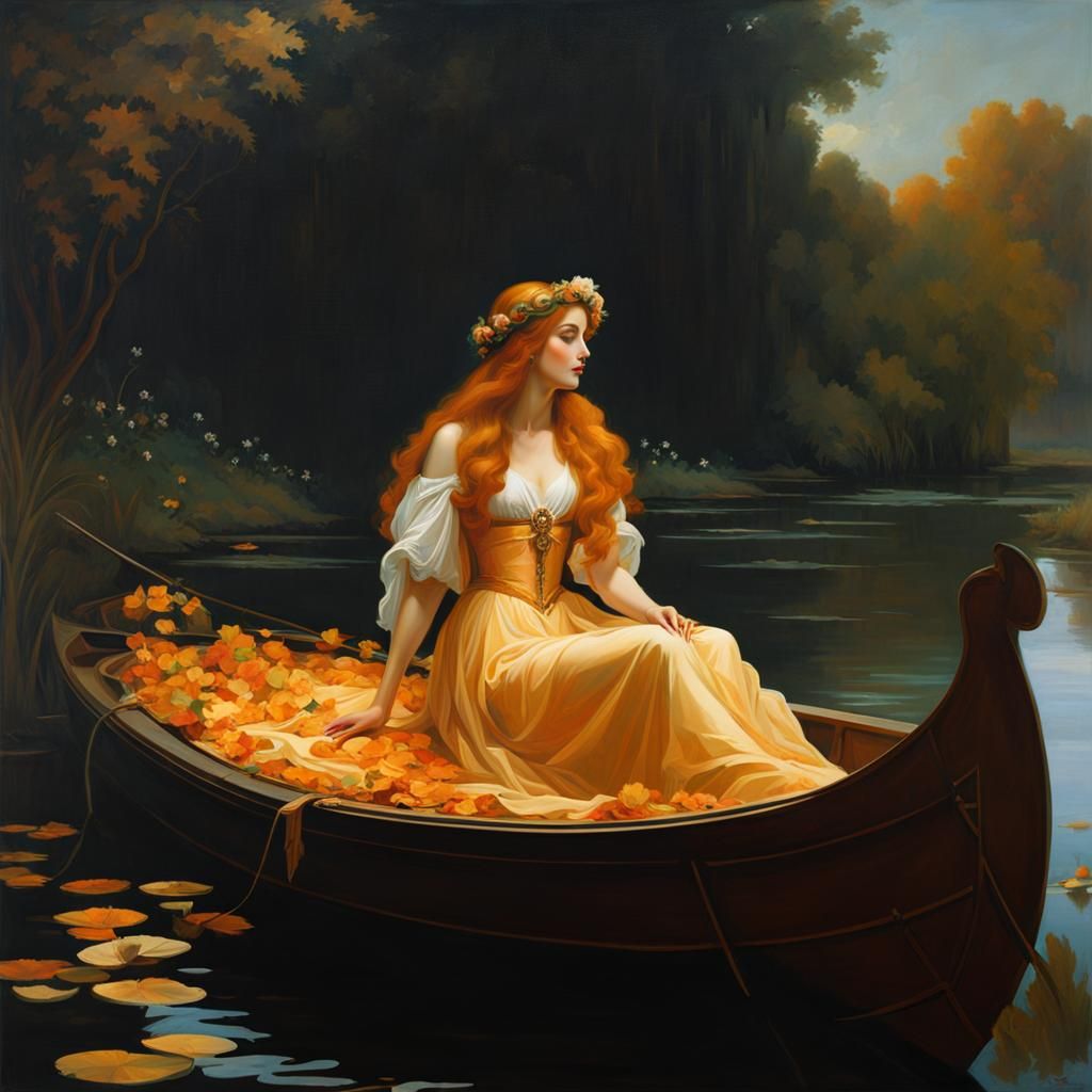 Lady of Shalott in Surreal Painterly Style