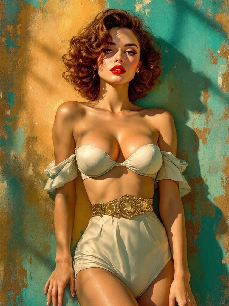 Elegant Pin-Up Portrait in Impressionist Style