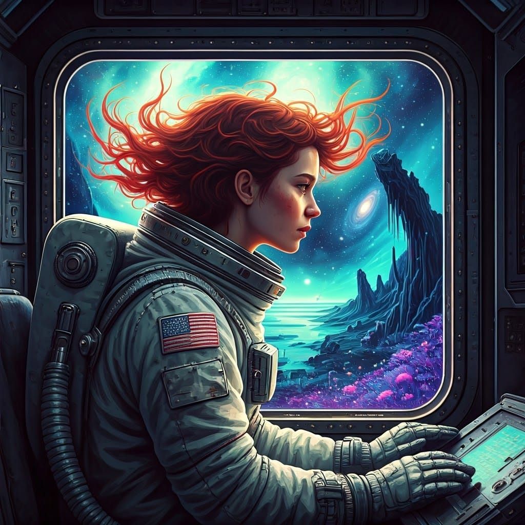 Cosmonaut Lost in Starry, Surreal Frontier